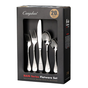 
                  
                    Load image into Gallery viewer, RAIN Series 20-Piece Flatware Set, Stainless Steel, Matte Finish Handle, 504982
                  
                