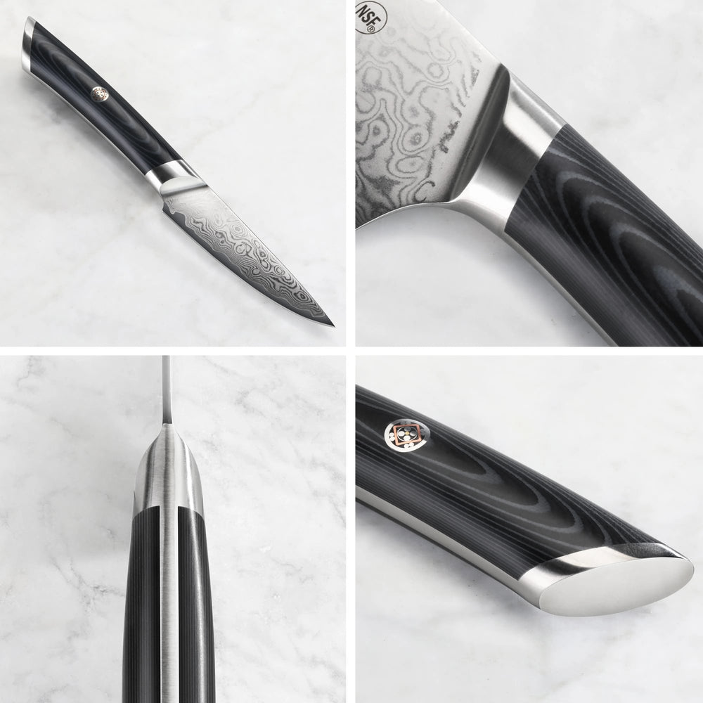 
                  
                    Load image into Gallery viewer, KURO Series 3.5-inch Paring Knife with Sheath, High-Carbon X-7 Damascus Steel, 504296
                  
                