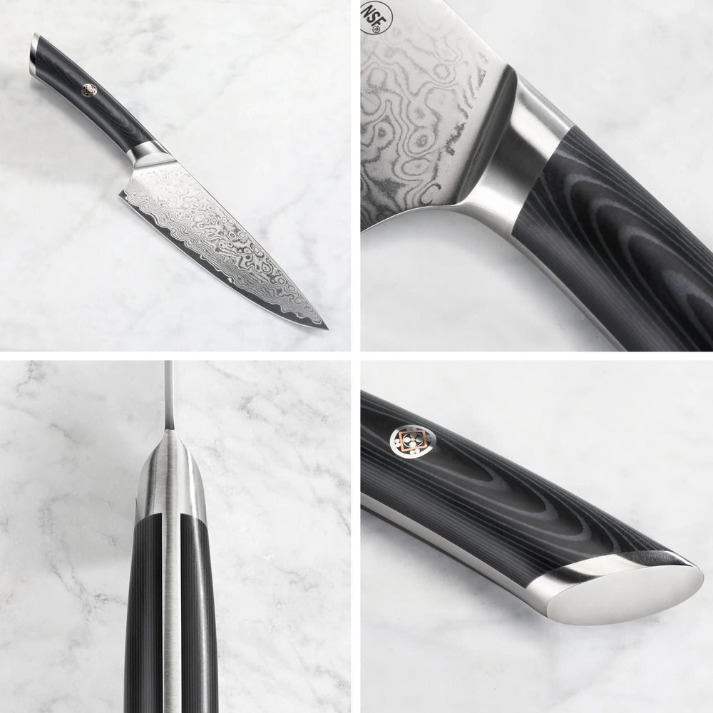 
                  
                    Load image into Gallery viewer, KURO Series 6-inch Chef&amp;#39;s Knife, High Carbon X-7 Damascus Steel, 504272
                  
                