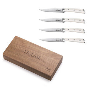 
                  
                    Load image into Gallery viewer, S1 Series 4-Piece Forged Straight Edge Steak Knife, Walnut Box, White, 1024159
                  
                